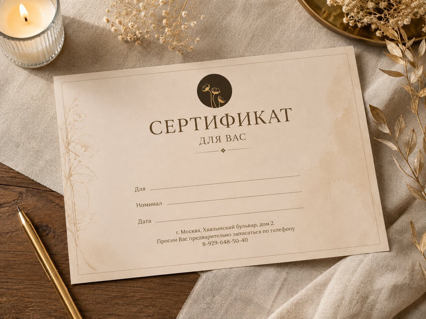 Подарочный сертификат салона «Джоконда»